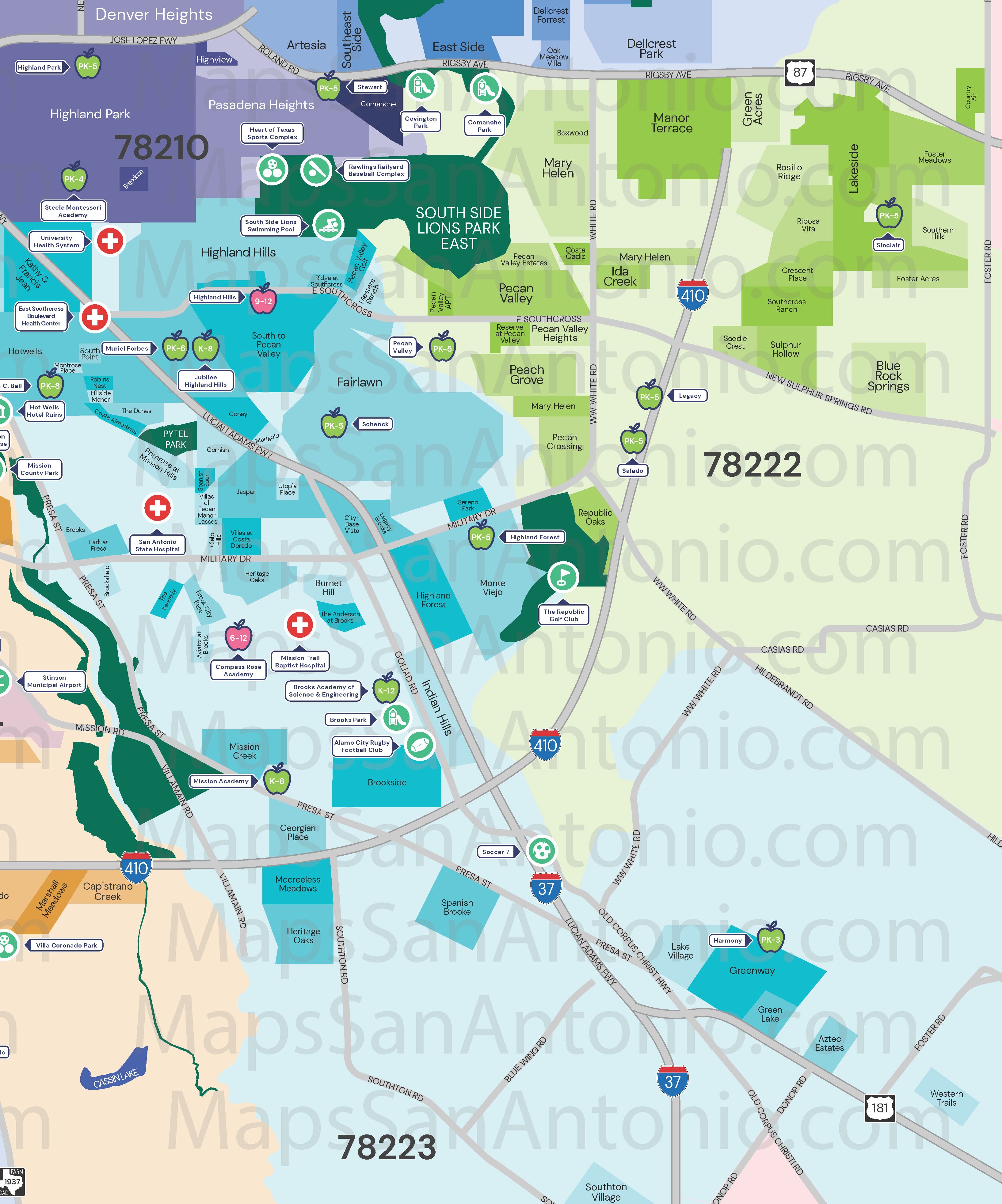 Southeast Maps of San Antonio Neighborhood Maps of San Antonio, Texas